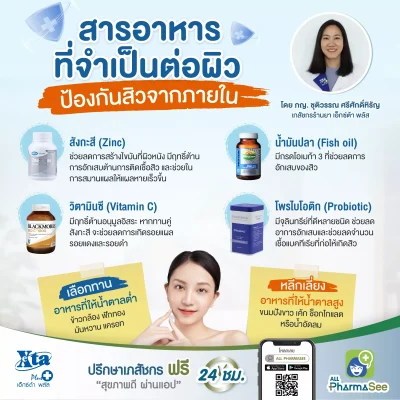 สารอาหารที่จำเป็นต่อผิว ป้องกันสิว จากภายใน